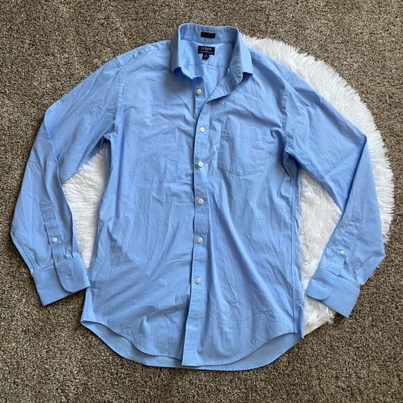 J. Crew Flex Wrinkle Free Button Down Dress Shirt Blue Mens Size Medium - Picture 1 of 8